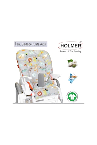 Holmer Leke Tutmaz Organik Mama Sandalyesi Minderi & Kılıfı Max-m Gri