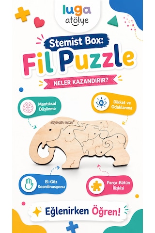 Stemist Box: Fil Puzzle Ahşap