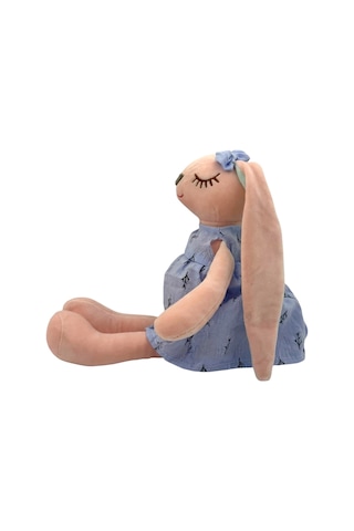 Uzun Kulaklı Tavşan Peluş Oyuncak Sevimli Uyku Oyun Arkadaşı 35 Cm Mavi