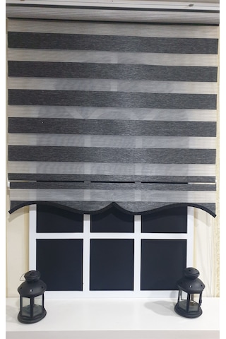 Zebra Stor Perde Organze Siyah Kırçıl Etek Dilimli Stb904