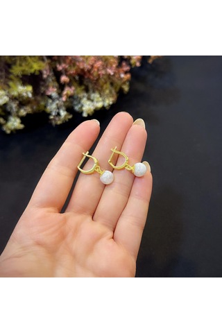 Stela Ay Taşı Gümüş Küpe Sarı