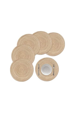 Ulzyvf Yuvarlak Örgü Masa Altlığı - 6'lı Paket, 15 İnç, Isı Yalıtımı Açık Kahverengi Açık Kahverengi