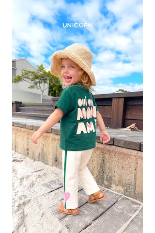 Baby Lory Kids Store Kız Çocuk Kalp Baskılı Yeşil Takım Yeşil - Krem