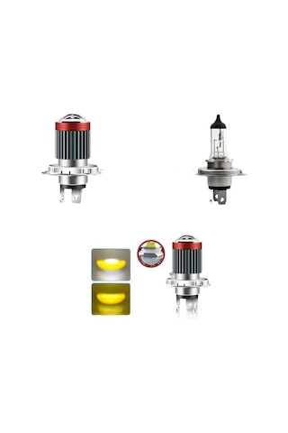 Motosiklet Led Xenon Adet H4 Çakarlı Beyaz-amber-kırmızı / Laam959