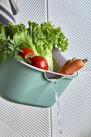 Tasty 5 Prç. Çok Amaçlı Karıştırma Kabı Süzgeç Kesme Tahtası Hazırlık Seti Yeşil