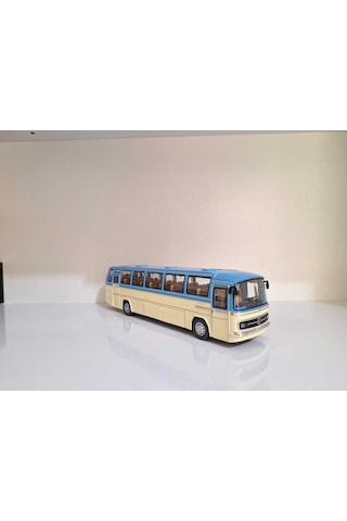 1:24 Ölçek 25 Cm Mercedes-benz O302 Sesli Işıklı Metal Model Otobüs Mavi Renk