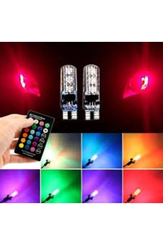 Meyzone Kumandalı Çakarlı Rgb T10 Park Ledi Far Ledi Renkli Park Ampulü
