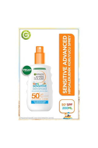 Garnier Ambre Solaire Çocuk Sensitive Advanced Güneş Koruyucu Sprey SPF 50+ 200 ML
