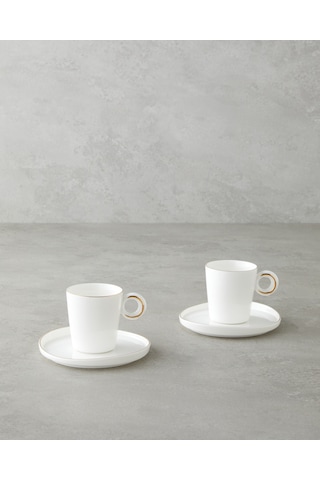 English Home Eclipsed Porselen 4 Parça 2 Kişilik Kahve Fincan Takımı 85 Ml Beyaz-gold Beyaz-gold