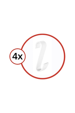 Flosoft 4 Adet Havlupan Duşakabin Askısı, Petek Banyo Mutfak Kancalı Havlu Bornoz Askısı 4 Lü Set Beyaz