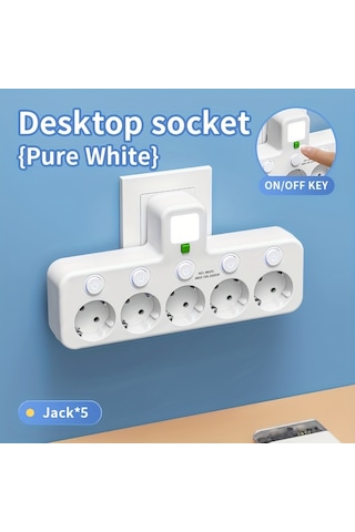 Honeybeeshop 8625l Ab Fisi Ac Cikisi 5 Prizli Elektrik Seridi Coklu Priz Duvar Prizi Evrensel Ayri Anahtarlı Isik Adaptoru