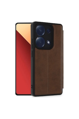 Newface - 230 - Xiaomi Redmi Note 13 Pro 4g Kılıf Flip Cover - Csmo-tex - - Taba