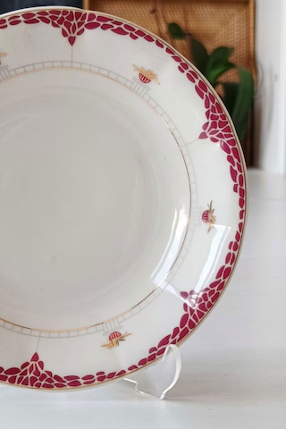 Fine Bone China İngiliz Porselen Pasta Tabağı Kiremit 19 Cm
