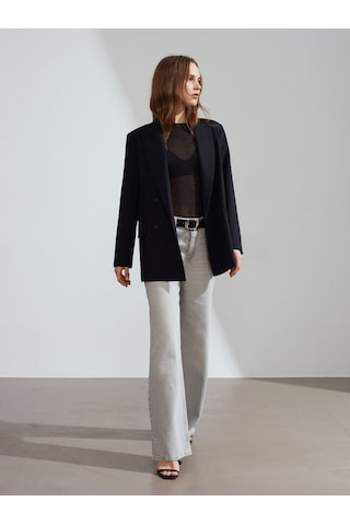 Dilvin 60784 Kruvaze Blazer Ceket-siyah Siyah