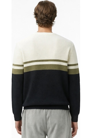 Lacoste Erkek Classic Fit Haroşa Örgü Renk Bloklu %100 Pamuk Lacivert Bej Haki Kazak Lacivert