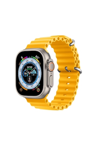 Microsonic Apple Uyumlu Watch Series 7 41mm Kordon Ocean Band Sarı