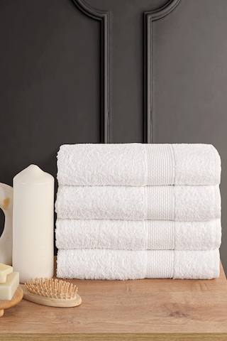 Güvenal Blanc 4'lü 50x90cm El Yüz & Saç Havlusu Seti Havlu El Havlusu Banyo Havlusu I Çeyiz Havlusu Beyaz