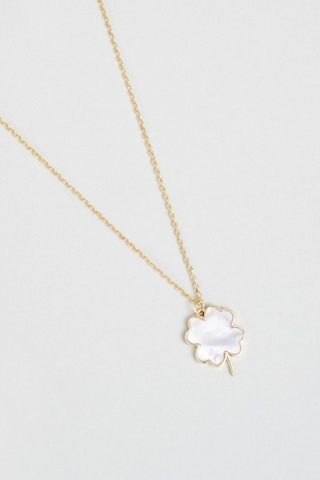 Dört Yapraklı Yonca 18 Ayar Sarı Altın Kaplama 45 Cm Gümüş Şans Kolye Sarı