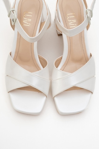 Lisbon Sedef Cilt Çapraz Bantlı Kadın Platform Topuklu Ayakkabı Sedef