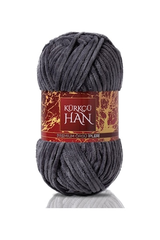 Kadife Örgü İpi 50gr %100 Polyester Yumuşak Pofuduk Gri