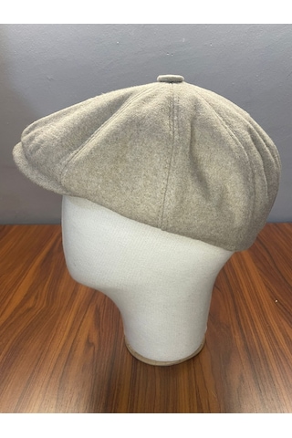 Hamze Peaky Blinders İngiliz Vintage Model Kışlık Kaşe Kasket Şapka Açık Bej