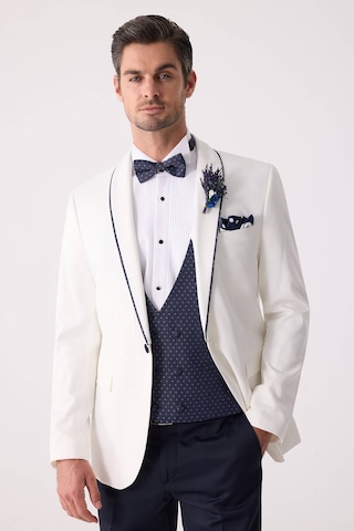 Ysf Erkek Krem Slim Fit Mono Yaka Yelekli Damatlık