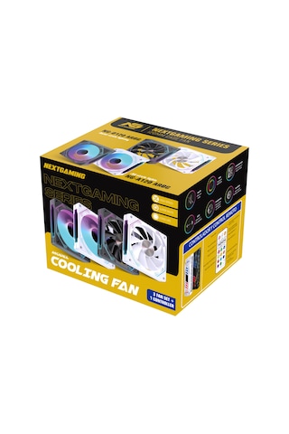 NG-A120B 3 Adet 120mm Kasa Fan 11X ARGB PWM Slot Kontrolcü ve Kumanda Siyah