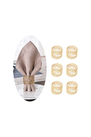 Pieces Noel Peçete Halkaları - Altın Kaplamalı İpek, Benzersiz Peçeteler