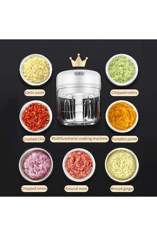 Sebze, Et, Sarımsak, Soğan Ve Zencefil Salatası İçin Küçük Elektrikli Mutfak Doğrayıcı Usb 250ml Ve 100ml Diğer