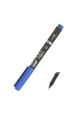 Hi-Text 12 Adet Ohp Asetat Kalemi Mavi 780-SM S İnce Uçlu Permanent Mavi