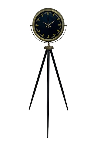 Nostalji Şık Tasarım Tripod Ayaklı Saat Siyah