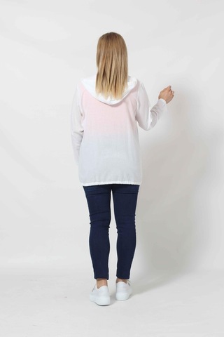 B1016b Beyaz Yıldız Baskılı Kapüşonlu Fermuarlı Ceket 001