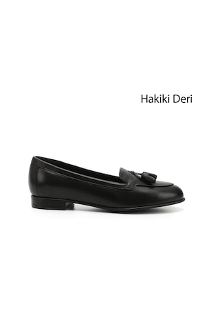 Gönderi(R) Gönderi R Siyah Püsküllü Hakiki Deri Babet Siyah
