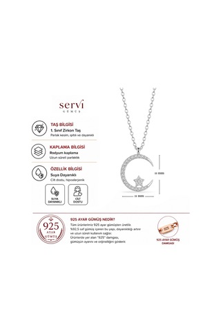 Serrvi 925 Ayar Gümüş Celeste Ay Yıldız Kolye-26
