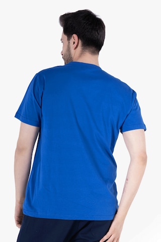 T-shirt V Yaka %100 Pamuk Saks Mavi