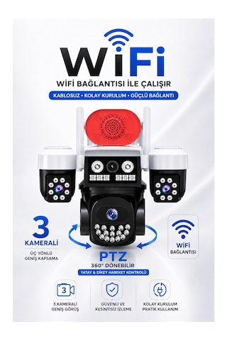 Linadex Lx-8979w Wifi 3 Kameralı Hd Güvenlik Kamerası