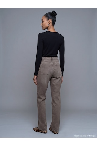 Dilvin 72354 %100 Lyocell Wide Leg Jean-kahve