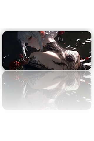 Kızıl Güller Anıme Baskılı 90x40 Kaymaz Taban Mousepad 90x40cm