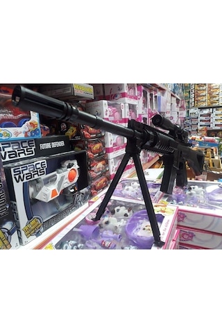 Lazerli Mermi Atan Tüfek 82cm Dipçikli Silah  Şarjörlü