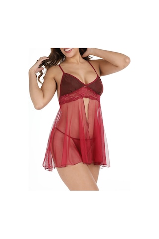 Sistina Bordo Tül Geclik -670 Bordo