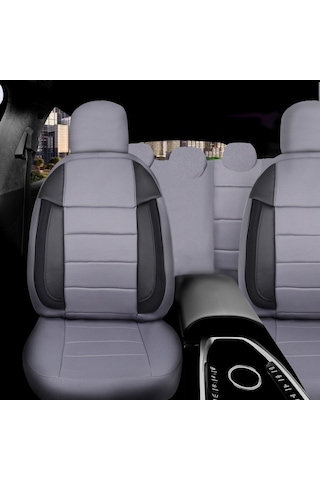 Peugeot 207 Araçlara Uyumlu Tam Takım Cover G Model Oto Koltuk Kılıfı Gri-Siyah