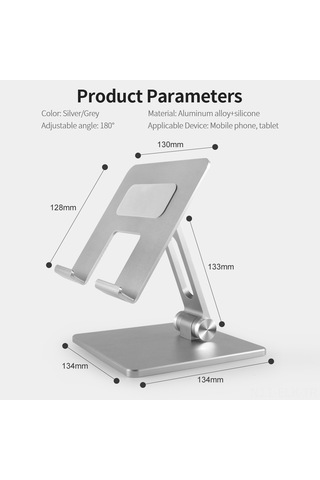 Xindoker Alüminyum Ve Silikon Akıllı Telefon/tablet Tutucu - 180 Açı Ayarlanabilir, Taşınabilir Katlanabilir, Sağlam Kaymaz Gri Renk