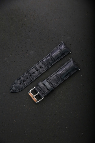 Hakiki Deri 22mm Akıllı Pimli Saat Kordonu Siyah - Beyaz