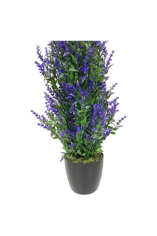 Yapay Çiçek Siyah Saksıda Mor Lavanta Ağacı 55cm