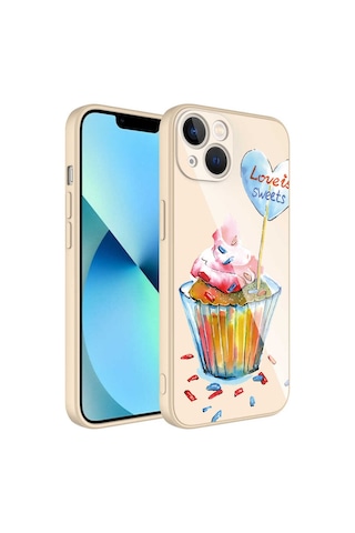 Apple Uyumlu iPhone 13 Uyumlu Kamera Korumalı Desenli Sert Silikon Zore Epoksi Kılıf-no8 NO8 -