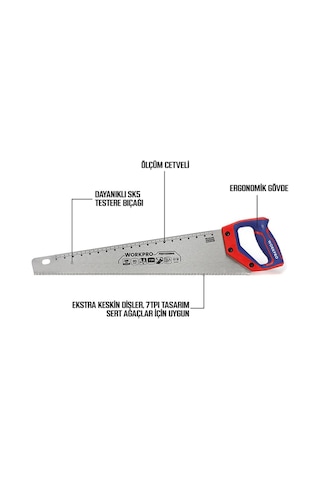 Workpro Wp215007 500mm Sk5 7 Tpı Ağır Hizmet Tipi El Testeresi Fr Wp215007