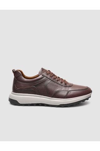 Hakiki Deri Bağıcıklı Kahverengi Erkek Sneaker Kahverengi