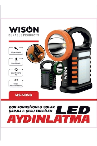 Wıson Ws-4343 Fonksiyonlu Solar Şarjlı Powerbanklı Kamp Lambası