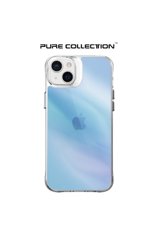 Bix iPhone Uyumlu 13 / 14 Pure Rainbow Renk Geçişli Şeffaf Kılıf Çizilmeye Dayanıklı Darbe Emici Parmak İzi Önleyici Mavi