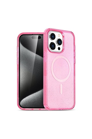 Apple iPhone Uyumlu 15 Pro Kılıf Star Magsafe Kapak - Pembe